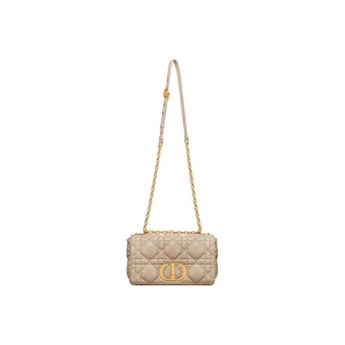 DIOR Caro Calfskin Chain Shoulder Bag Crossbody Bag Medium Size Women's Natural-3
