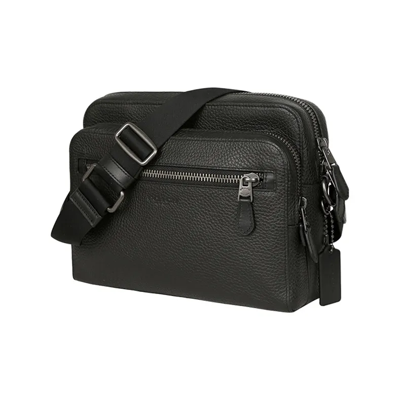 COACH West Pebble Leather Camera Bag, Shoulder Bag, Crossbody Bag Medium Size Men's Black-2