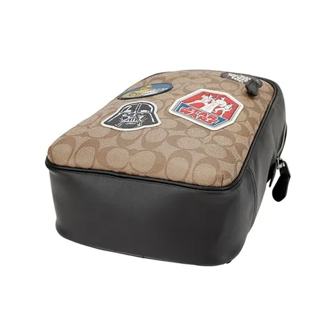 COACH X Star Wars Kookai Westway Artificial Leather Badge Accessory Crossbody Bag Sling Bag Small Size Men's Khaki-4