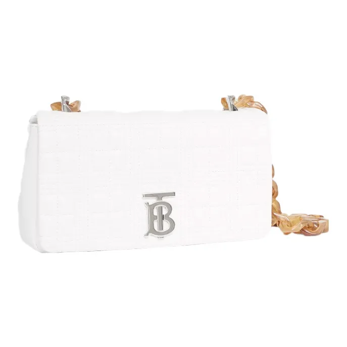 Burberry Small Lola Quilted Leather Shoulder Bag White-1
