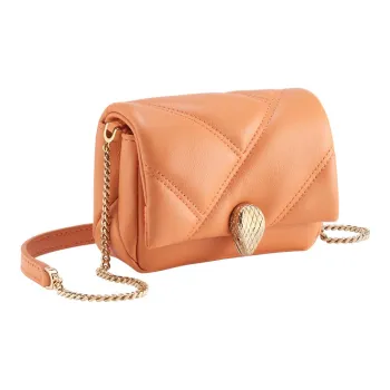 BVLGARI Serpenti Cabochon Calfskin Shoulder Bag Crossbody Bag Mini Women's Coral Orange