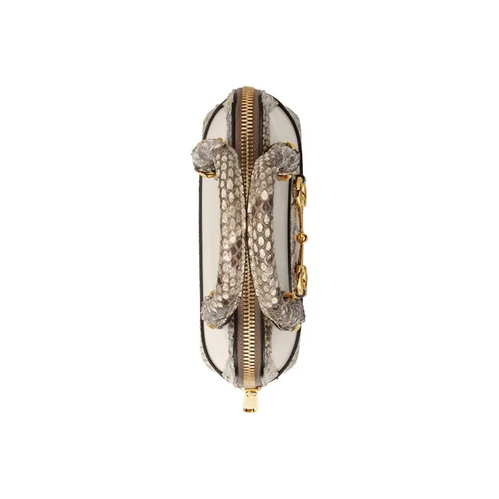GUCCI Leather Dome Bag Shoulder Bag Crossbody Bag Handbag Mini Women's White/Beige/Brown-4
