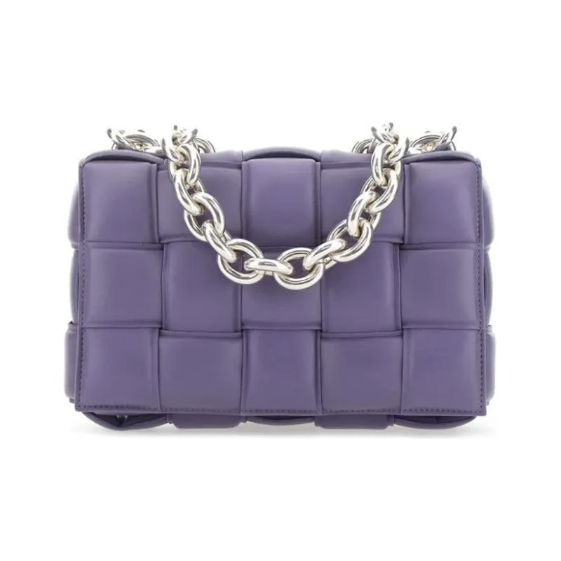 Bottega Veneta Chain Cassette Sheepskin One Shoulder Handbags Women's Purple-0