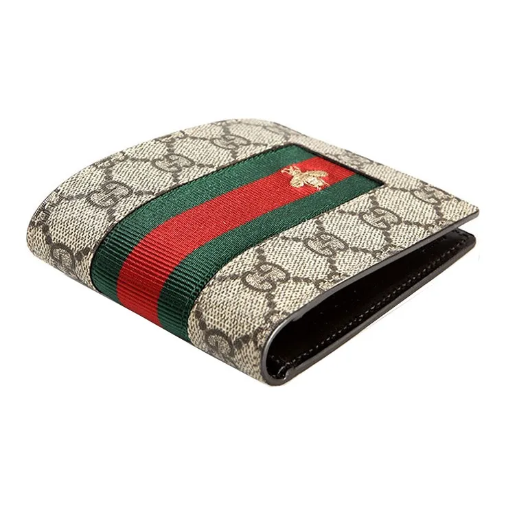 GUCCI Canvas With Leather Wallet Men's Ebony/Brown/Beige-2