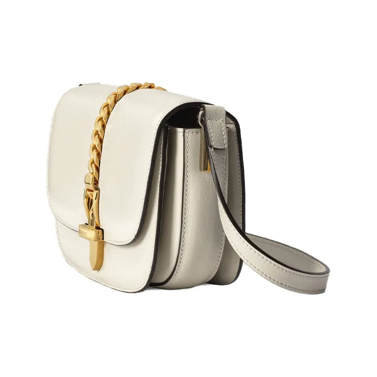 GUCCI Sylvie 1969 Leather Crossbody Shoulder Bag Mini Women's White-1