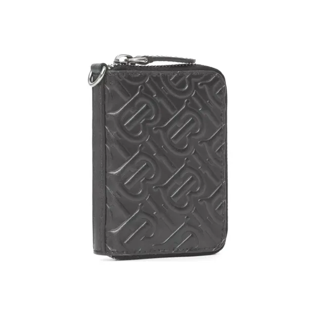 Burberry Cow Leather Clutch Coin Purse Card Holder Men's Black-1