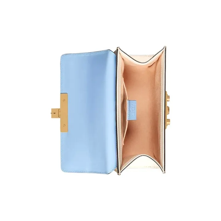 GUCCI Padlock Canvas With Leather Box Bag, Shoulder Bag, Crossbody Bag Trumpets Women's Blue/Ebony-5