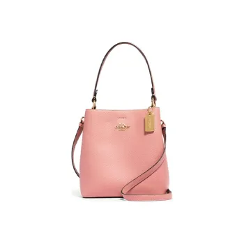 COACH Leather Portable Crossbody Bucket Bag Shoulder Bag Small Size Women's Cherry Blossom Pink