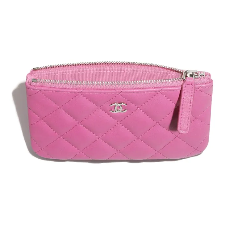 CHANEL Small Grain Embossed Calfskin Pouch Clutch Coin Purse Mini Women's Pink-1