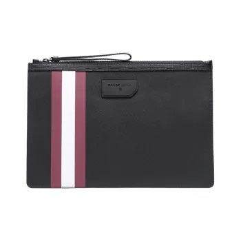 BALLY BOLLIS PVC Clutch Regular Men's Black Red White Stripes
