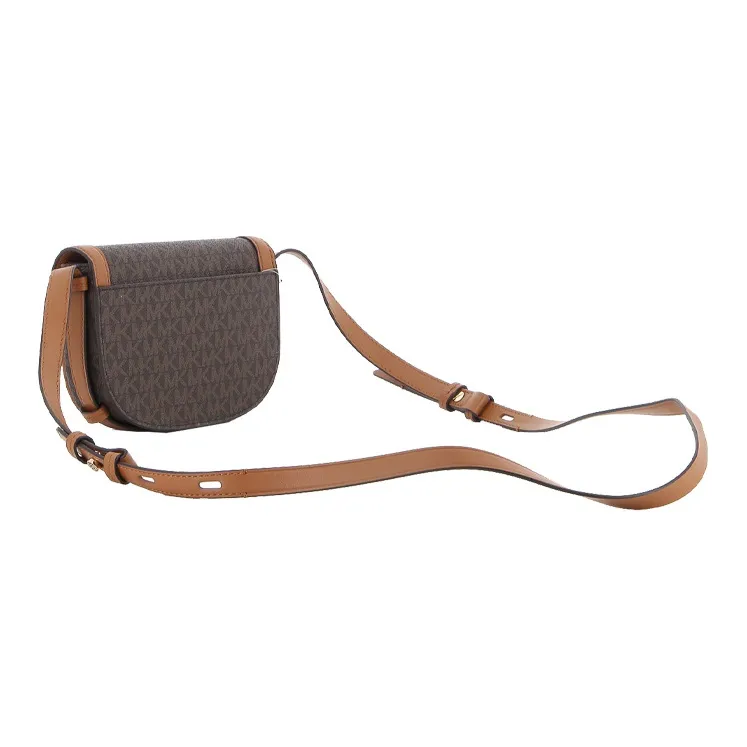 MICHAEL KORS Hally Cow Leather Saddle Bag, Crossbody Bag, Shoulder Bag Women's Brown Black Multicolor-2