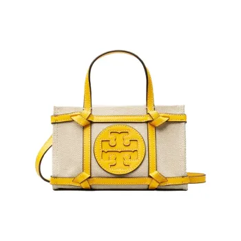 TORY BURCH Ella Canvas Tote Bag Shopping Bag Canvas Bag Shoulder Bag Handbag Mini Women's Yellow