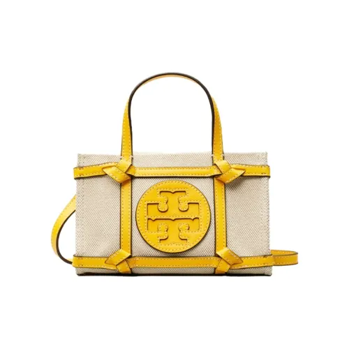 TORY BURCH Ella Canvas Tote Bag Shopping Bag Canvas Bag Shoulder Bag Handbag Mini Women's Yellow