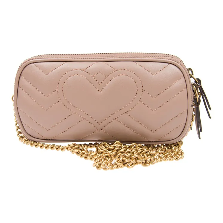 GUCCI GG Marmont Quilted Leather Shoulder Bag, Crossbody Bag Mini Women's Pink-3