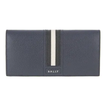 BALLY Leather Clip Wallet Men's Jadeite Blue