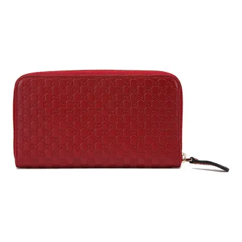 GUCCI Leather Wallet Women's Red