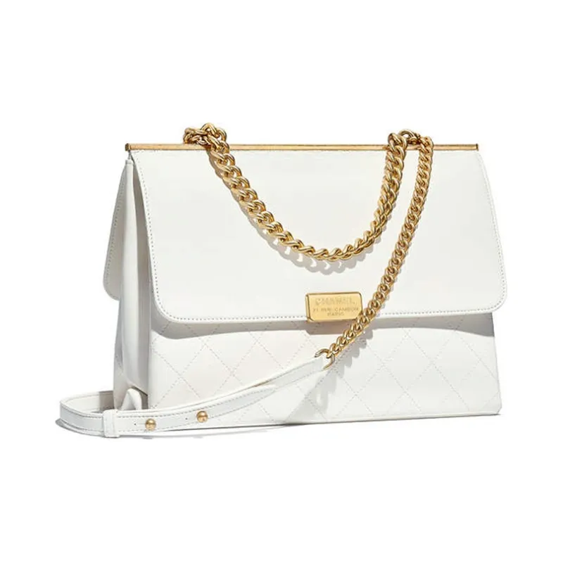 CHANEL Trendy Cc Lambskin Shoulder Bag, Crossbody Bag, Handbag Tubas Women's White-1