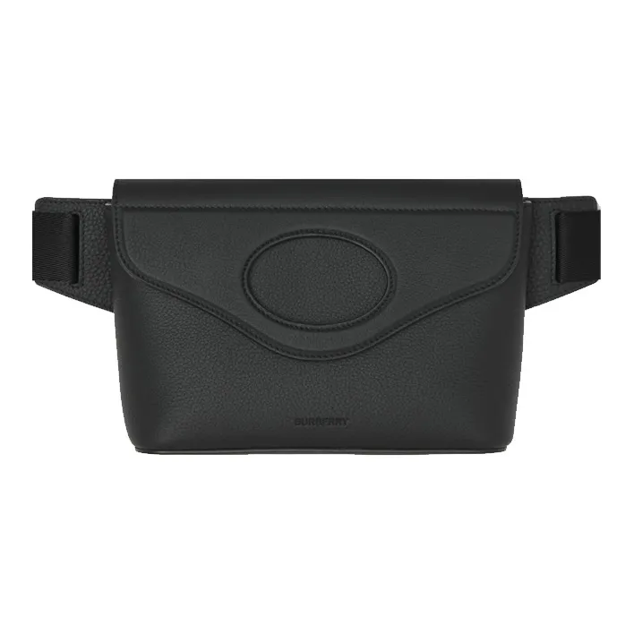 Burberry Pocket Bag Grain Texture Leather Pocket Fanny Pack Men's Black-1