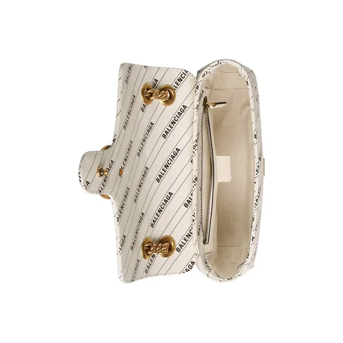 GUCCI Balenciaga Paris Collaboration GG Marmont Leather Shoulder Bag, Crossbody Bag Trumpets Women's White-5