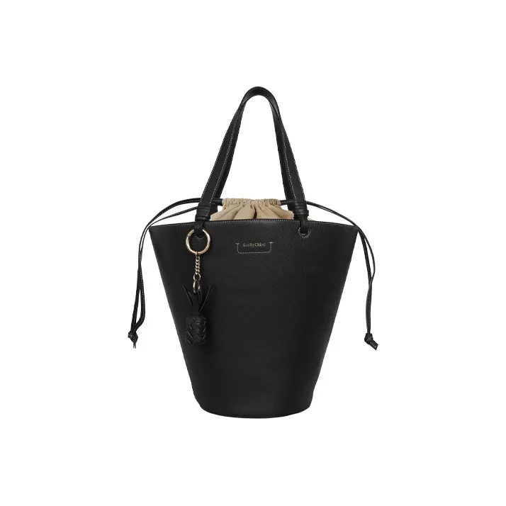 See By Chloe Cow Leather Tote Bag Shopping Bag Tote Bag Shoulder Bag Women's Black-0