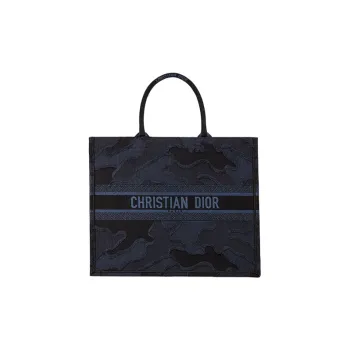 DIOR BookTote Canvas Canvas Bag Tote Bag Shopping Bag Handbag Large Size Women's Blue
