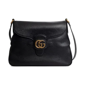 GUCCI Cow Leather Messenger Bag, Shoulder Bag, Crossbody Bag Medium Size Women's Black