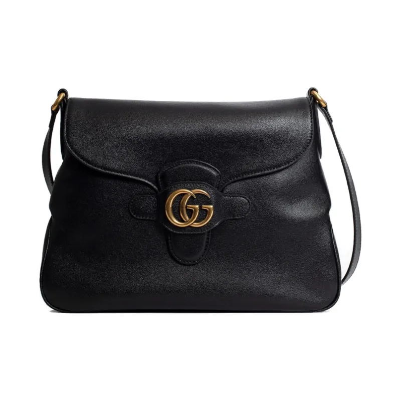 GUCCI Cow Leather Messenger Bag, Shoulder Bag, Crossbody Bag Medium Size Women's Black-0