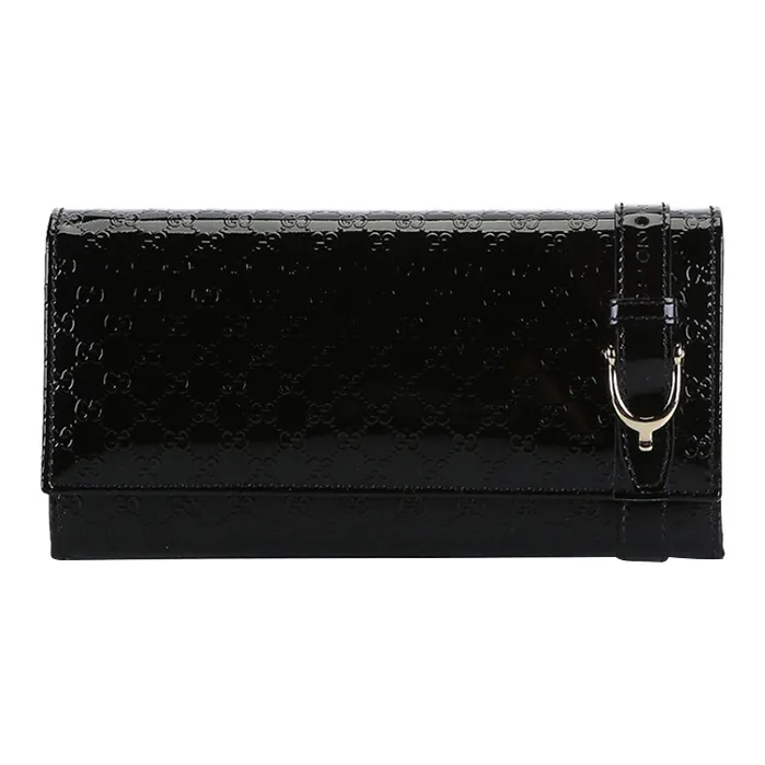GUCCI Patent Leather Wallet Women's Black-0