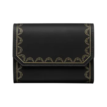 CARTIER GUIRLANDE Calfskin Card Holder Wallet Women's Black