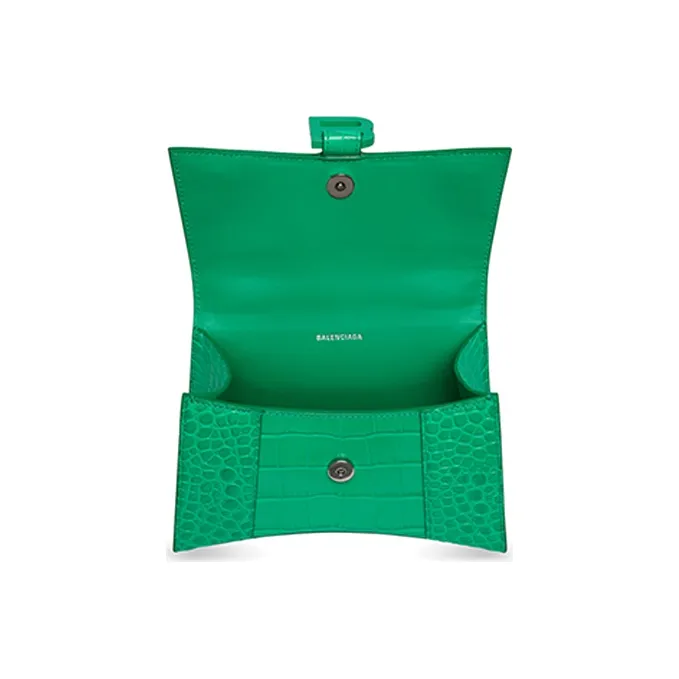 Balenciaga Hourglass Cow Leather Hourglass Bag Crossbody Bags Small Size Women's Green-3