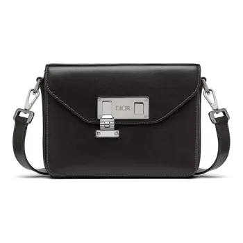 DIOR Lock Cow Leather Messenger Bag, Shoulder Bag, Crossbody Bag Regular Men's Black