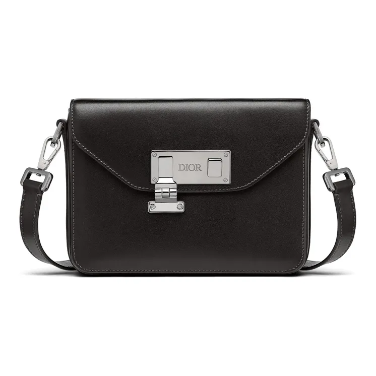 DIOR Lock Cow Leather Messenger Bag, Shoulder Bag, Crossbody Bag Regular Men's Black-0