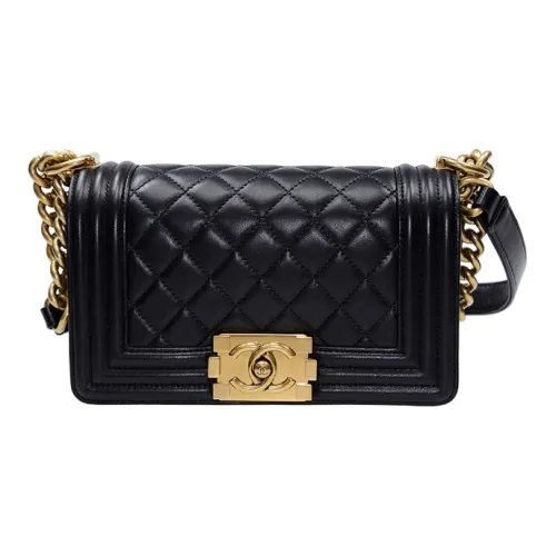 CHANEL LEBOY Calfskin Shoulder Bag Crossbody Bag Small Size Women's Black