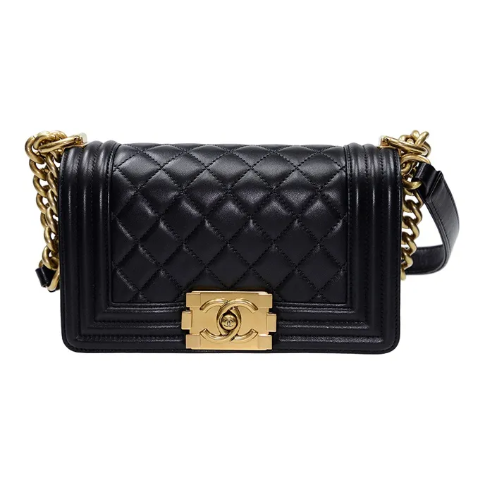 CHANEL LEBOY Calfskin Shoulder Bag, Crossbody Bag Trumpets Women's Black-0