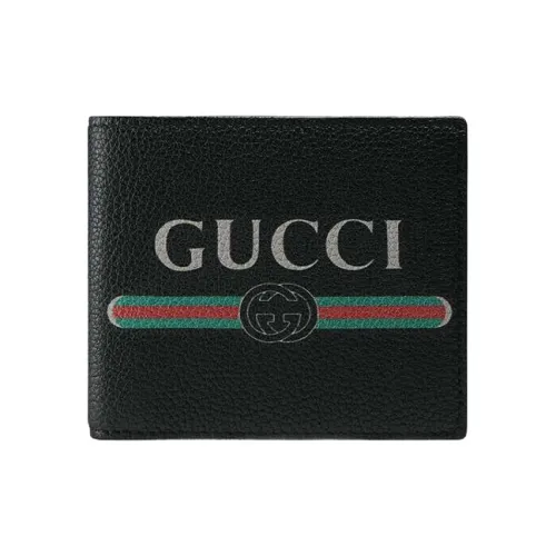 GUCCI Cow Leather Wallet Men's Black