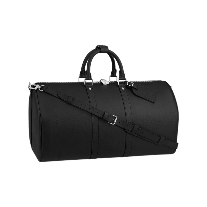 LOUIS VUITTON Keepall Bandouliere Taiga Leather 50 Black-0