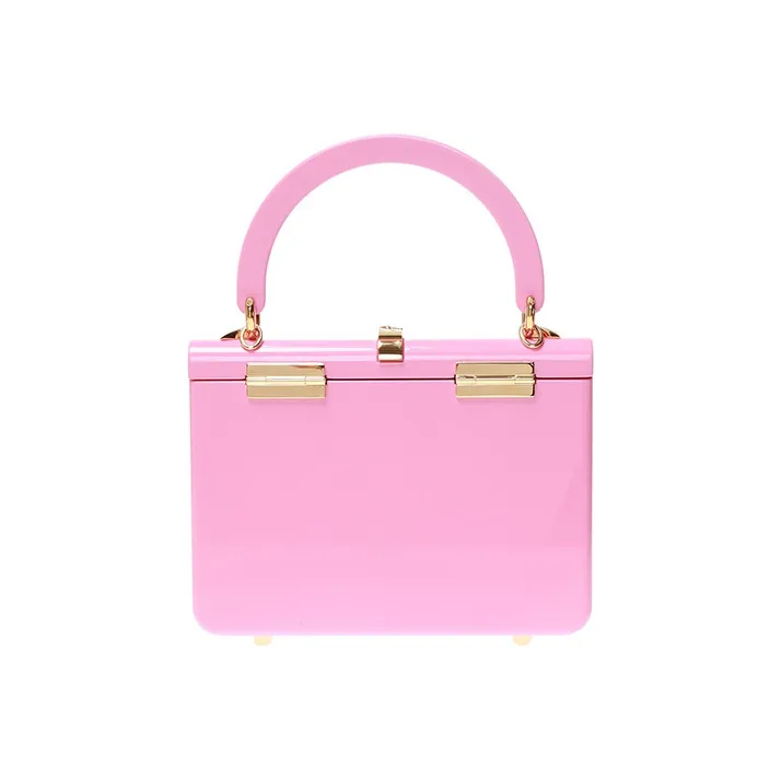 GUCCI Sylvie 1969 Plexiglass Box Bag Chain Shoulder Bag Crossbody Bag Handbag Women's Pink-2