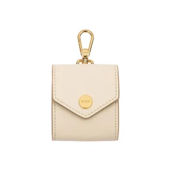 BALLY Leather Earphone Case Women's Bone White