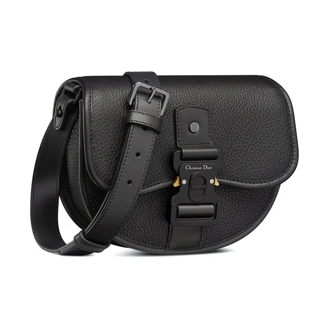 DIOR Grained Calfskin Messenger Bag, Shoulder Bag, Crossbody Bag Men's Black-3