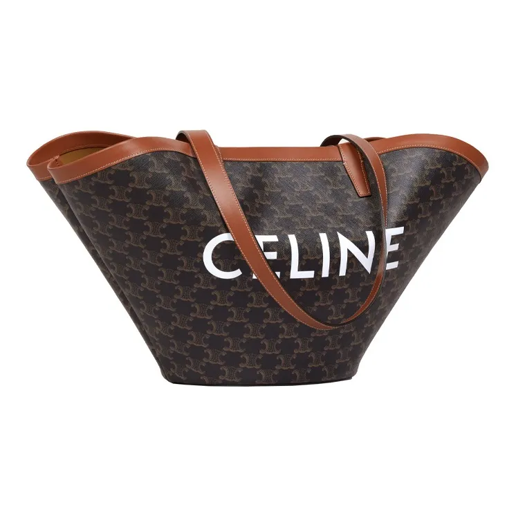 CELINE Couffin Canvas With Leather Binding Tote Bag, Shopping Bag, Handbag Tubas Women's Black/Brown-1