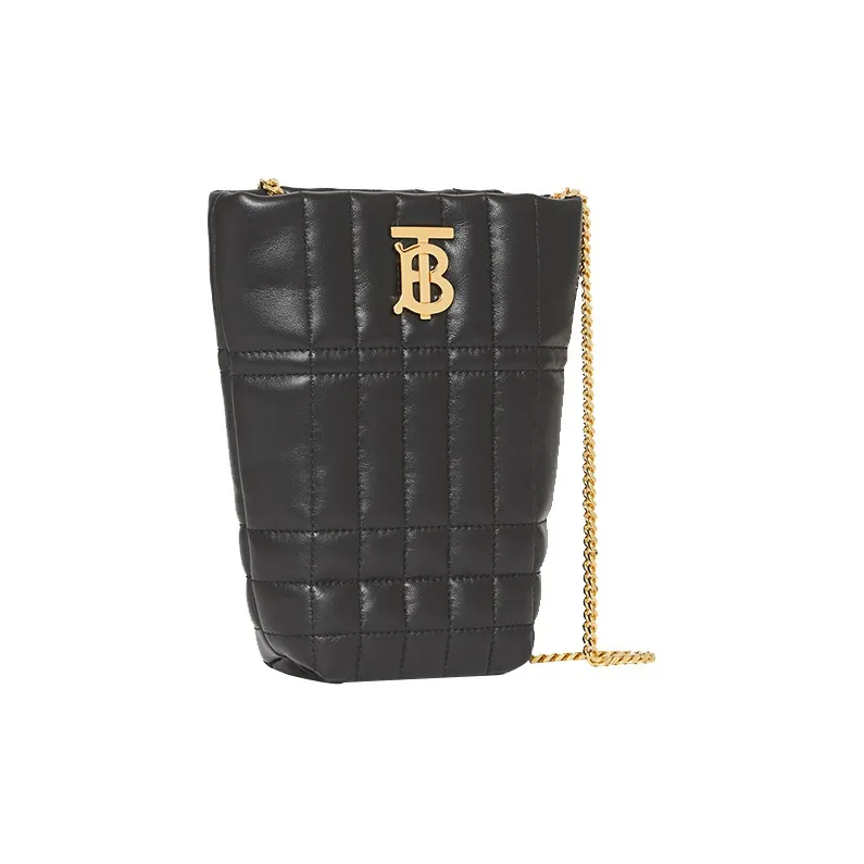 Burberry Lola Lola Bag Quilting Lambskin Handbag Crossbody Storage Bag Bucket Bag Shoulder Bag Women's Black-1