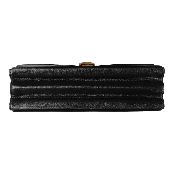 GUCCI Sylvie 1969 Leather Shoulder Bag Crossbody Bag Handbag Small Size Women's Black-6