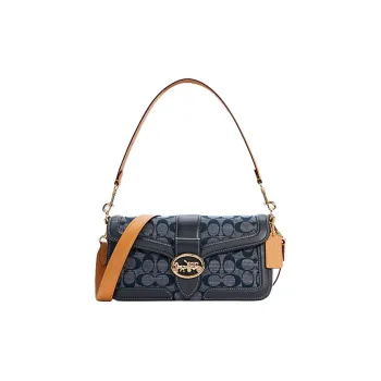 COACH Georgie Canvas With Leather Shoulder Bag Portable Crossbody Bag Shoulder Bag Women's Denim Blue Monogram