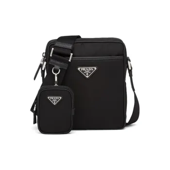 PRADA Nylon And Saffiano Leather 2 in 1 Camera Bag Shoulder Bag Crossbody Bag Regular Men's Black