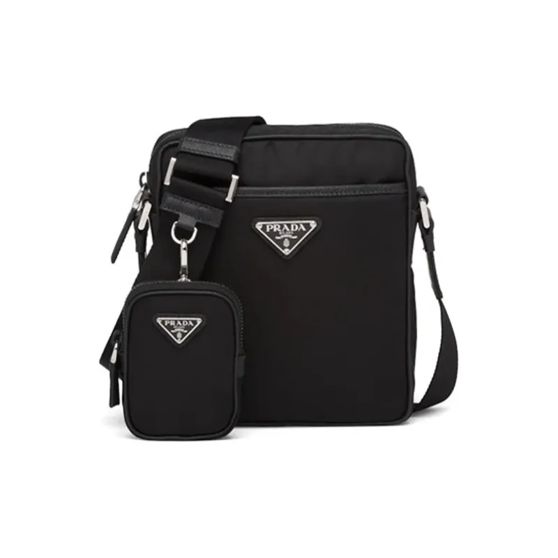 PRADA Nylon And Saffiano Leather 2 in 1 Camera Bag Shoulder Bag Crossbody Bag Regular Men's Black-0