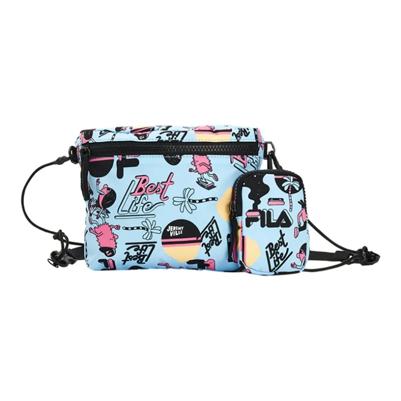FILA FUSION White Mountaineering Collaboration Fabric Shoulder Bag, Crossbody Bag Regular Unisex Light Pale Blue-0