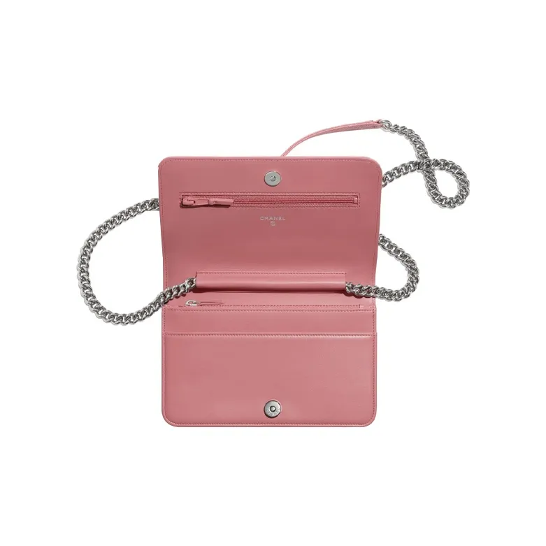CHANEL Sheepskin And Gold Plated Metal Belt Chain Wallet, Shoulder Bag Women's Light Pink-2