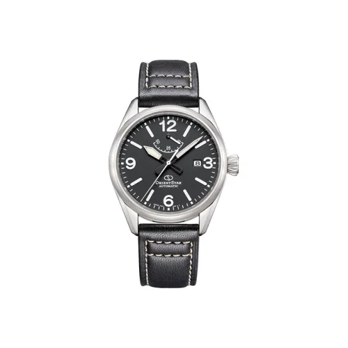 ORIENT STAR Automatic Mechanical Movement Genuine Leather Strap Watch Men's Watches Black Dial RE AU0203B00B