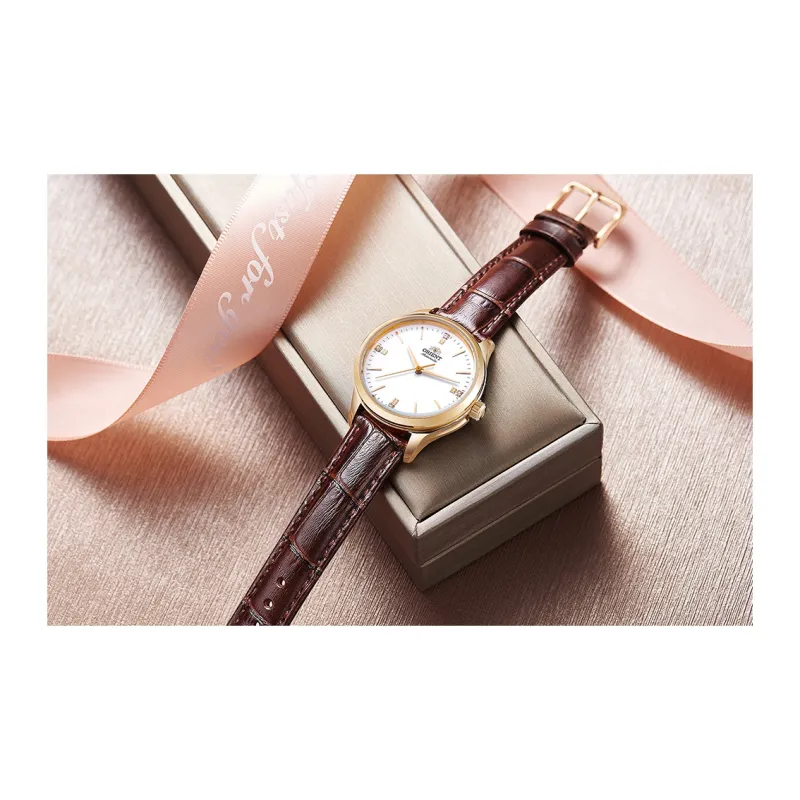 ORIENT Mechanical Movement Cowhide Strap Watch 32mm Women's Watch Gold Dial RA-NB0104S-3