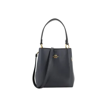 COACH Town Pebbled Leather Crossbody Bag Crossbody One Shoulder Bucket Bag Handbag Small Size Women's Navy Blue